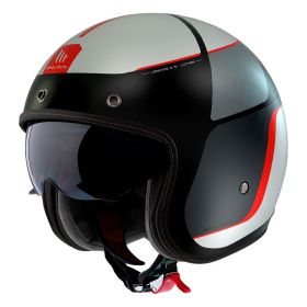 Casco Jet MT Helmets Le Mans 2 SV S Luther B15 Nero Grigio Rosso Opaco