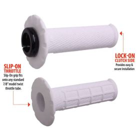 Manopole ODI GRIPS MX bloccaggio rapido bianco/nero soft half waffle