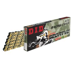 DID X-Ring Chain ATV2 Open 116 Links 520 Gold-Black with Clip Closure