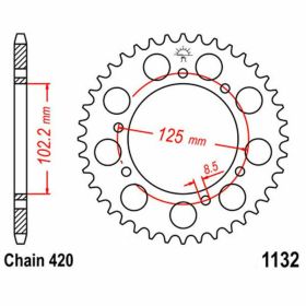 JT Sprocket 59 Zähne Teilung 420 Stahl JTR1132.59