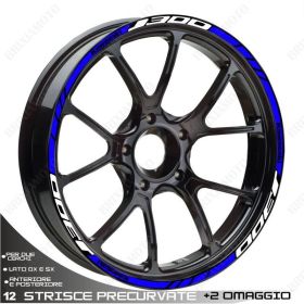 KIT STRISCE PROFILI J300 ADESIVI CERCHI STICKERS BIANCO BLU LOGO