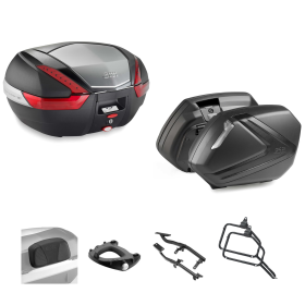 Kit de top case GIVI V47 V37 TECH noir rouge/fumé 47/37L pour YAMAHA
