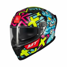 MT HELMETS BRAKER SV CRAZY TEDDY B7 Full Face Helmet Red/Blue/Glossy Yellow