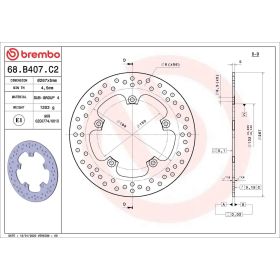 Disque de frein fixe BREMBO 68B407C2 série or D.267 épaisseur 5 mm 5 trous pour YAMAHA