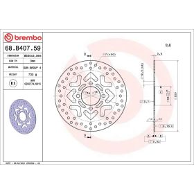 Disque de frein fixe BREMBO 68B40759 Gold Series D.220 épaisseur 3,5 mm 4 trous pour HONDA