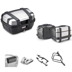 Kit de valises en aluminium anodisé gris/noir GIVI TREKKER 52/46L pour BMW R GS
