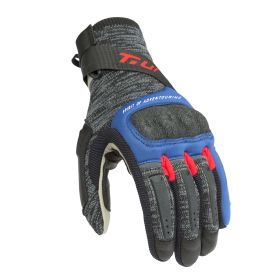 Gants été T.UR G-KNIT noir / bleu paume en cuir