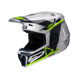 Casco motocross LEATT Moto 3.5 Steel grigio nero giallo con maschera 3.5