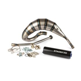 Stage6 Streetrace Complete Exhaust 70cc High CNC Blue/Black for Derbi Senda