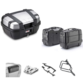 GIVI Trekker Koffer Kit Grau/Schwarz Aluminium 52/33L für BMW R GS