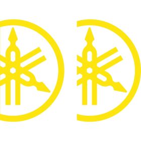 COPPIA ADESIVI GIALLO LOGO 3/4 14 X 9 CM