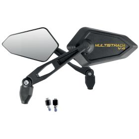 Pair de miroirs noirs de rue avec logo DUCATI MULTISTRADA V4 en or