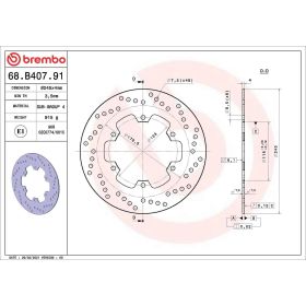 Disque de frein fixe BREMBO 68B40791 Série Or Acier inoxydable D.245 Épaisseur 4mm 6 trous