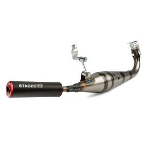 Marmitta completa STAGE 6 STREETRACE terminale rosso/nero per Peugeot 103 Sp