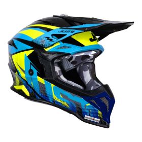 Casco Motocross JUST1 J39 REVO blu/giallo fluo/nero lucido