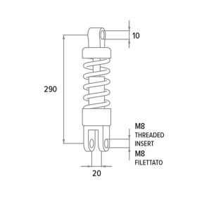 POLINI Hinterradstoßdämpfer 290 mm Achsabstand Minarelli Horizontal/Vertikal