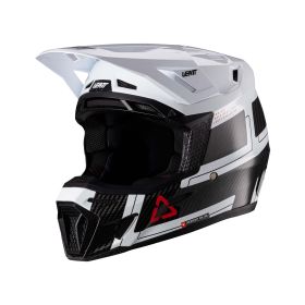 LEATT Moto 9.5 Carbon Motocross helmet white black with 6.5 Iriz goggles