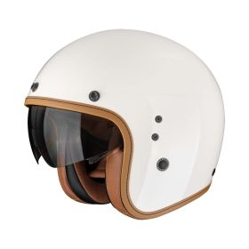 Casco jet cafe racer Scorpion EXO BELFAST EVO Luxe bianco crema