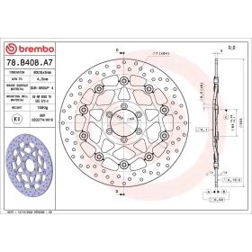 BREMBO floating brake disc 78B408A7 gold series D.305 thickness 5mm 6 holes for KTM
