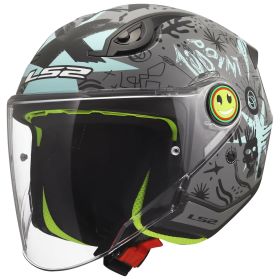 Jethelm kinder LS2 OF622 FUNNY II SCRIBBLE grau blau