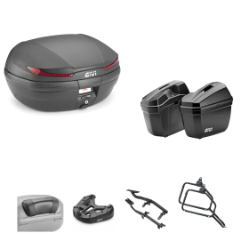 Kit GIVI bauletto ARENA valigia E22 nero rosso 45/22L per APRILIA