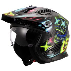Casque Jet LS2 OF606 DRIFTER Rayz Noir Mat Bleu