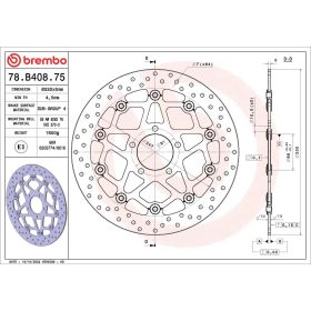 BREMBO Schwimmende Bremsscheibe 78B40875 Gold Serie D.320 Dicke 5mm 5 Löcher für SUZUKI