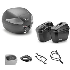 GIVI B29 TECH Top Case Kit E22 Suitcase Black Smoke 29/22L for SUZUKI DL V STROM