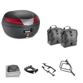 Kit GIVI bauletto V40 borsa CORIUM nero rosso 40/16L per ROYAL ENFIELD SUPER METEOR