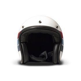 Jet Helm Cafe Racer DMD RETRO Artemis Weiß Rot Blau