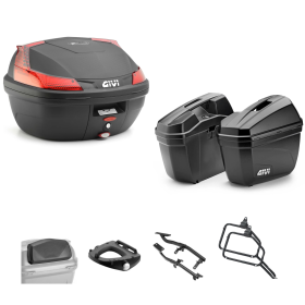 Kit de Top Case GIVI BLADE E22 Noir Rouge 37/22L pour SUZUKI DL V STROM