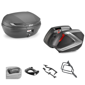 GIVI ARENA TECH Top Case Kit V37 Smoked Black/Red 45/37L for SUZUKI DL V STROM