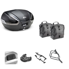 Kit GIVI bauletto V47 TECH borsa CORIUM carbon/fumè 47/16L per YAMAHA MT09