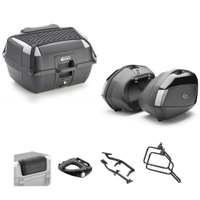 GIVI B45+ Top Case Kit V35 TECH Schwarz Grau/Smoke 45/35L für KAWASAKI KLE VERSYS