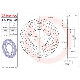 Disque de frein fixe BREMBO 68B407L2 Gold Series D.290 épaisseur 4,5 mm 5 trous KAWASAKI