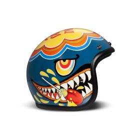 Jet Helmet Cafe Racer DMD RETRO Lollipop Blue Gloss