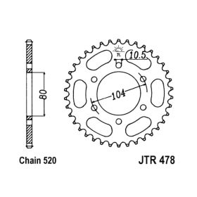 CORONA ACCIAIO JT 43 DENTI JTR478.43ZBK