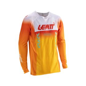 Maillot motocross LEATT Moto 5.5 UltraWeld orange blanc filet élastique