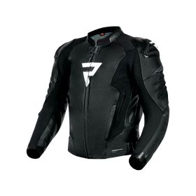 Veste REBELHORN de moto pour homme en cuir noir/blanc VELOCE