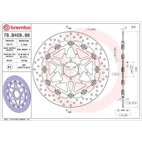 Disque de frein flottant BREMBO 78B40888 série or D.320 épaisseur 5 mm 6 trous pour BMW
