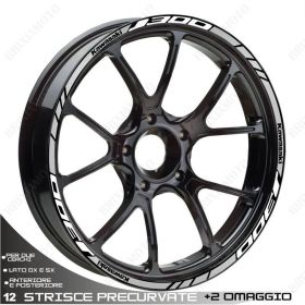 KIT STRISCE PROFILI J300 ADESIVI CERCHI STICKERS BIANCO ARGENTO