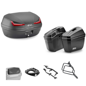 GIVI SIMPLY IV Top Case E22 Noir Rouge 45/22L pour KAWASAKI KLE VERSYS