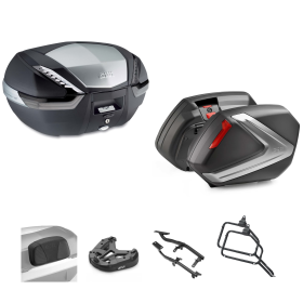 GIVI V47 TECH Top Case Kit V37 Rauchschwarz/Rot 47/37L für SUZUKI