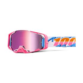 Lunettes de motocross 100% ARMEGA HIPER LEFREAK avec lentille miroir rose