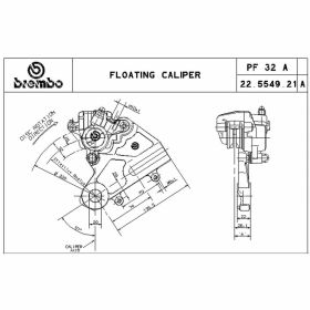 BREMBO 22554921 floating brake caliper silver 32mm piston