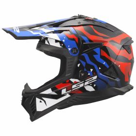 Casco cross LS2 MX708 FAST II GROTESK bianco blu rosso
