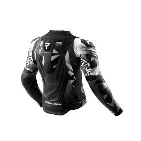 REBELHORN INFERNO Black/White Leather Motorcycle Jacket for Men