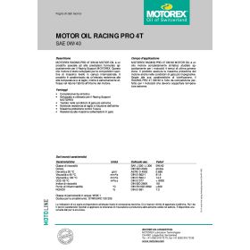 MOTOREX RACING PRO 4T 0W/40 Motoröl 1L Flasche