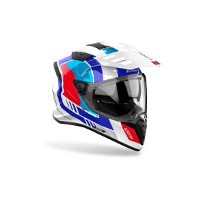 Dual Road Helmet AIROH Bandit Horn White Blue Red Gloss