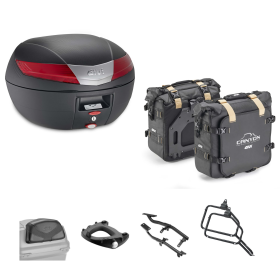 GIVI V40 Top Case Kit CANYON Bag Black Red 40/25L for ROYAL ENFIELD SUPER METEOR